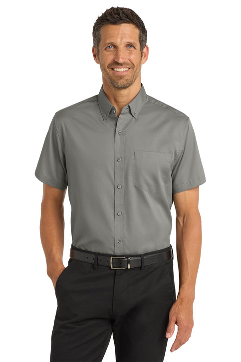 SuperPro™ Twill Short Sleeve Dress Shirt (Logo Included)