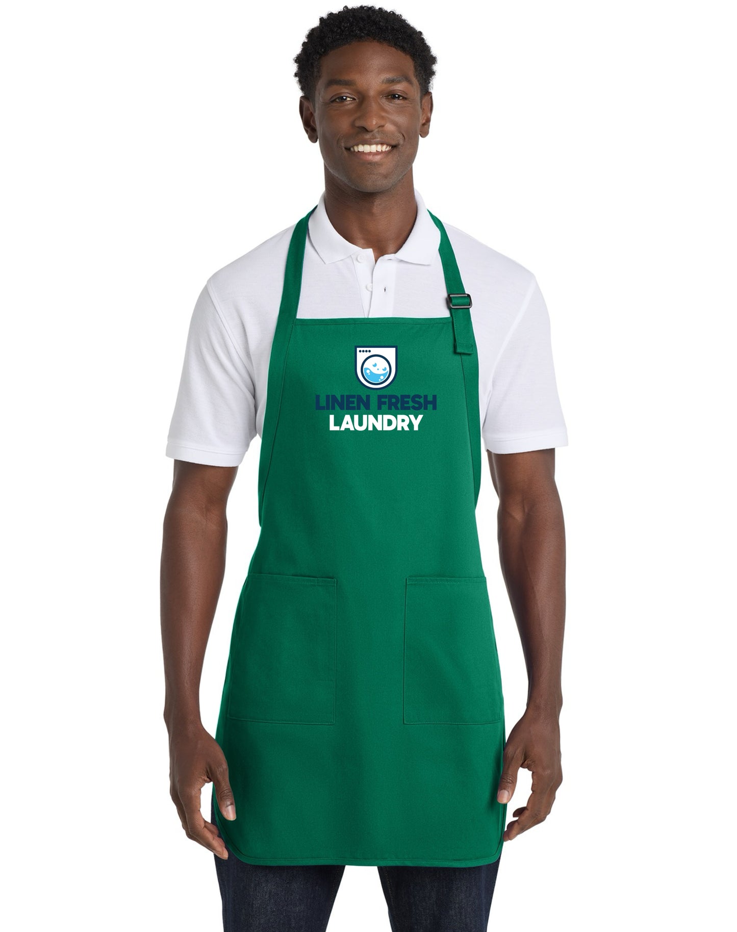 Full-Length Two-Pocket Bib Apron DTF Printed Logo