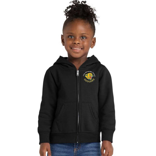 Ortiz Toddler Core Fleece Full-Zip Hooded Sweatshirt Embroidery Logo Ortiz Elementary School