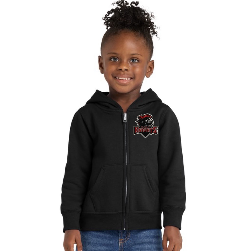 Egly Knights Toddler Core Fleece Full-Zip Hooded Sweatshirt Embroidery Logo