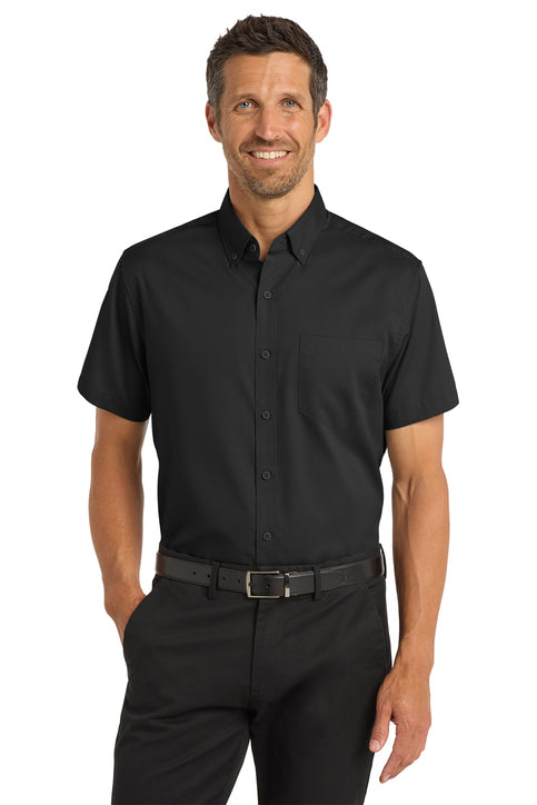 SuperPro™ Twill Short Sleeve Dress Shirt (Logo Included)