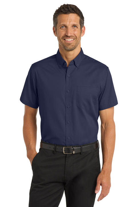 SuperPro™ Twill Short Sleeve Dress Shirt (Logo Included)