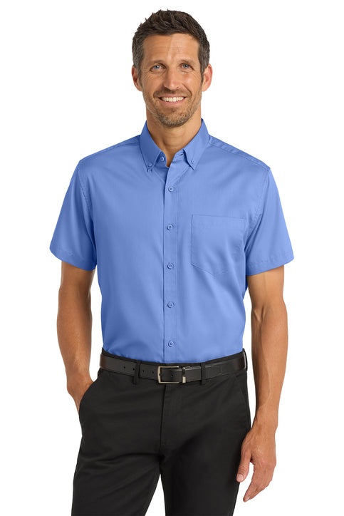 SuperPro™ Twill Short Sleeve Dress Shirt (Logo Included)