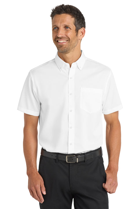 SuperPro™ Twill Short Sleeve Dress Shirt (Logo Included)