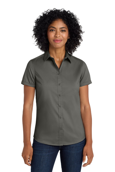 SuperPro™ Twill Short Sleeve Dress Shirt (Logo Included)