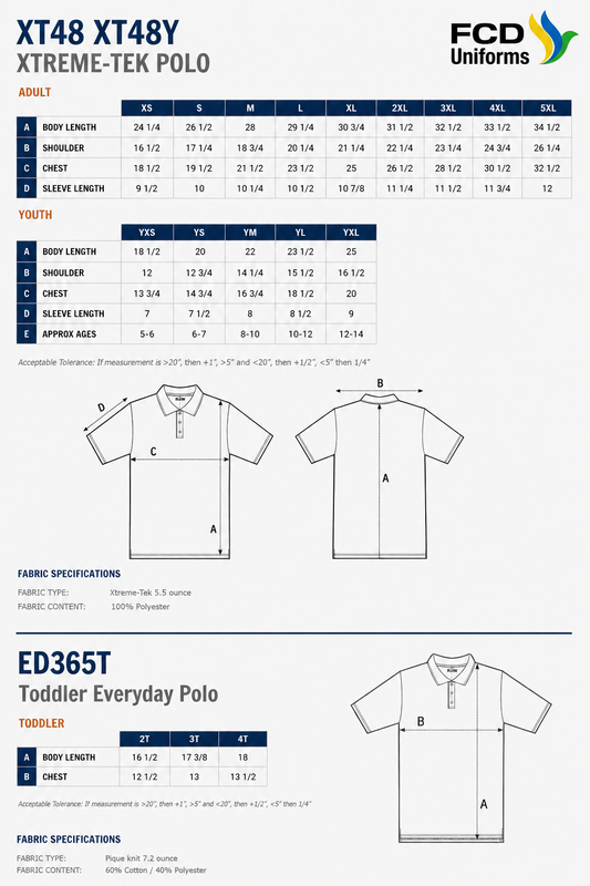 SIZE CHARTER POLOS
