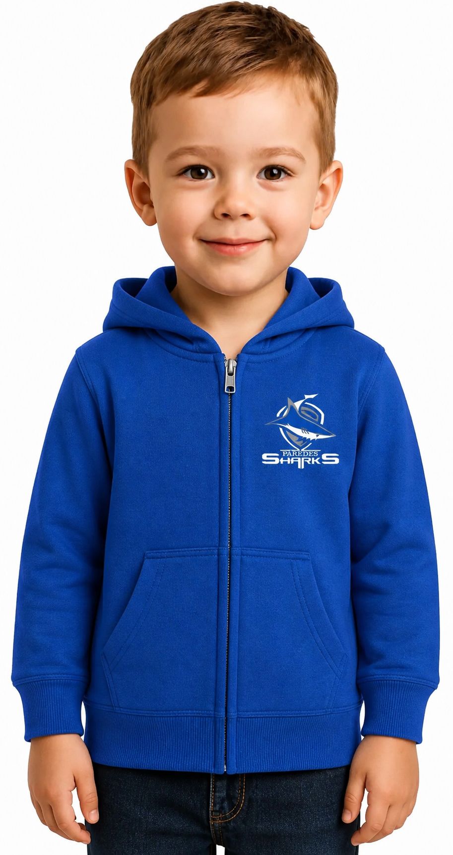 Paredes Toddler Core Fleece Full-Zip Hooded Sweatshirt Embroidery Logo Paredes Sharks