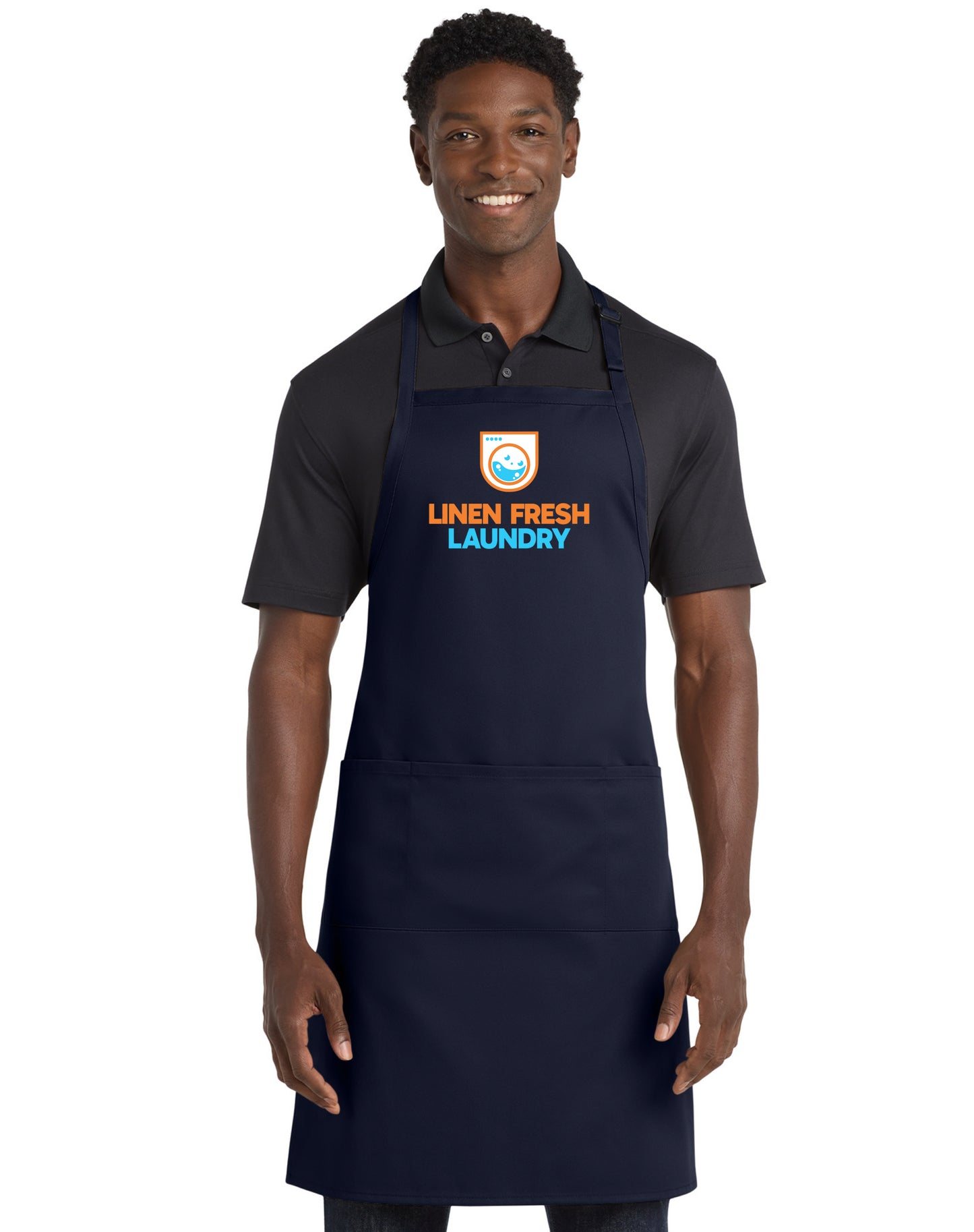 Full-Length Two-Pocket Bib Apron DTF Printed Logo