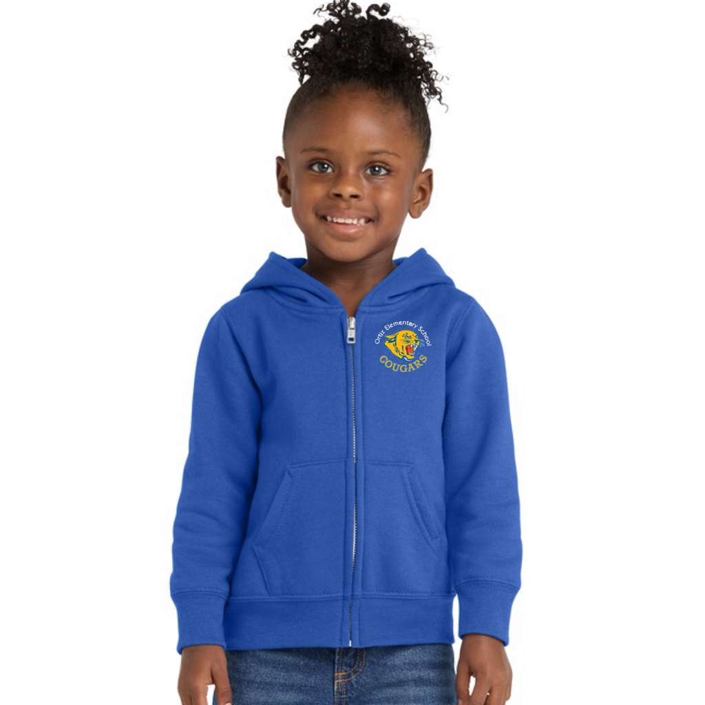 Ortiz Toddler Core Fleece Full-Zip Hooded Sweatshirt Embroidery Logo Ortiz Elementary School