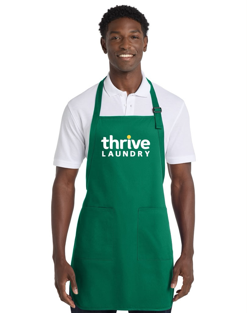Full-Length Two-Pocket Bib Apron DTF Printed Logo Thrive
