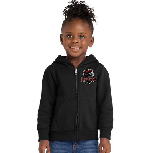 Egly Knights Toddler Core Fleece Full-Zip Hooded Sweatshirt Embroidery Logo